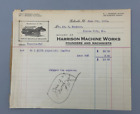 1928 BELLEVILLE THRESHER Harrison Machine Works Billhead FERME publicité ILL