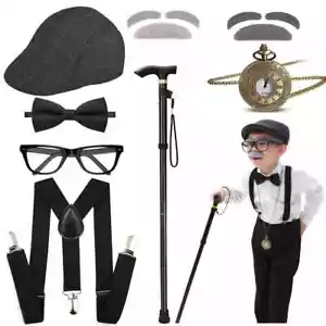 Kids 100 Days of School Costume for Boys - Halloween Old Man Costume Hat Glas... - Picture 1 of 6