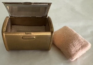 Vintage Compact Powder Elegant Brushed Gold Mirror Compact - Picture 1 of 10