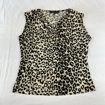 女士 M Jones 纽约背心捷豹动物印花休闲领棕色 — 第 1/4 张图片