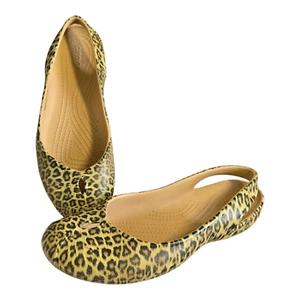 Crocs Olivia Ballet Flat Shoes #204199 Leopard Cheetah Print Women Size 9 - Picture 1 of 10