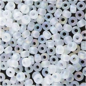 Miyuki Seed Beads Round Size 8/0, 22 Grams, 5 Inch Tube, Matte Crystal AB - Picture 1 of 2