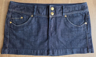 X2 Quality Denim Denim Blue Mini Skirt Size 10 Gold Color Hardware NWOT - Image 1 of 4