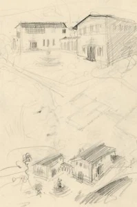 Willi Schmid Villa Haus Ensemble Perspektiv Tegernsee Kunst Zeichnung - Picture 1 of 3