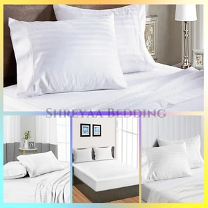 1000TC OR 1200TC Ultimate Sheets Collection Select AU Size White Stripes - Foto 1 di 17