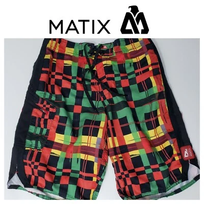 Matix Mens Boardshorts Size 30 Rasta Swim Trunks Surf Skate - Image 1 of 4