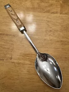 Vintage Foley Serving Spoon Solid Chrome Plated Wood Handle Hanger Hook USA - Picture 1 of 20