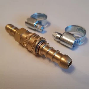 LPG GAS QUICK RELEASE COUPLING FULHAM NOZZLE BOTH ENDS + WORM DRIVE CLIPS - Picture 1 of 2