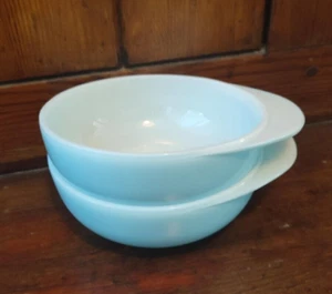 Vintage Pyrex JAJ turquoise blue Jockey cap. Bowl. Pair. Rare. 1960's. - Picture 1 of 9