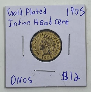 1905 Gold Plated Indian Head Cent - Picture 1 of 4