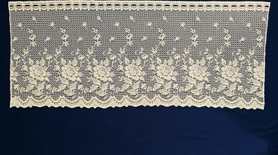 Heritage Lace Victorian Rose Cotton Blend Ivory Window  Valance Tier 60" x 25" - Image 1 of 4