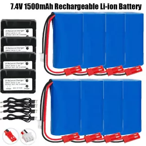 Batería de iones de litio 8x 7,4 V 1500 mAh enchufe JST para MJX T10 T11 RC coche barco helicóptero - Imagen 1 de 6