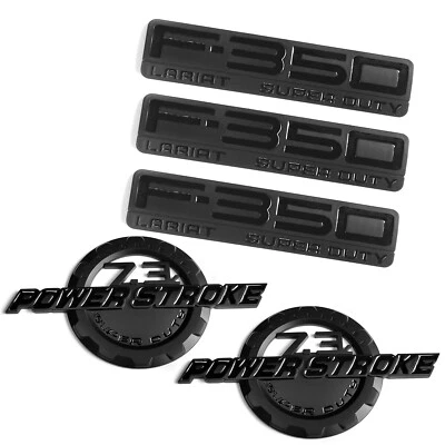 5 OEM 7,3 L POWERSTROKE + F-350 Lariat SUPER DUTY emblema se adapta a insignia F350 negro Foto 1 de 4