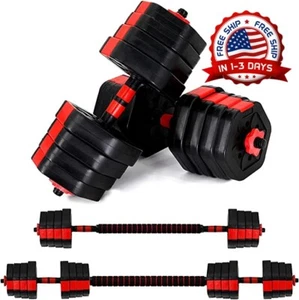 Mancuernas Se Convierten En Barra Con Pesas De 66lbs Ajustables Para Tonificar - Picture 1 of 8