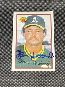 Carta autografata firmata Glenn Hubbard 1989 Bowman #199 Oakland Athletics - Foto 1 di 3