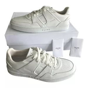 CELINE Trainers Size 9 CT-04 Leather Optic White Low Top Celine Paris Sneakers - Picture 1 of 19