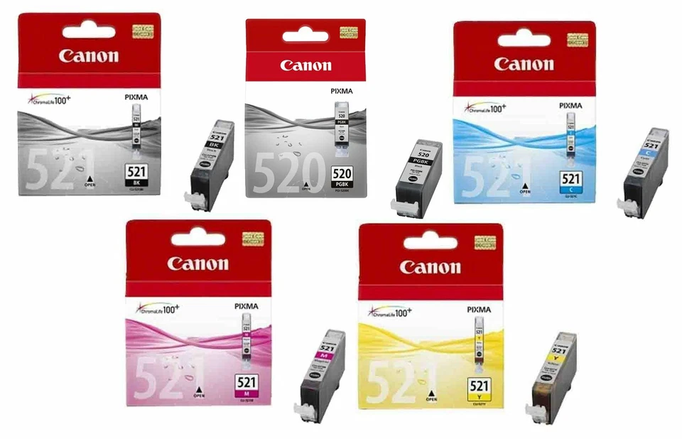 5 x Genuine Canon PGI-520BK CLI-521CMYK Ink Cartridges for Pixma MX860 MX870 - Image 1 of 1
