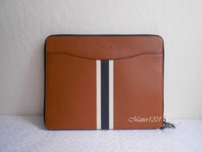 Sillín Coach nuevo con etiquetas F64561 de cuero a rayas Tech Case Foto 1 de 4