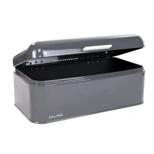CALITEK Bread Bin Kitchen Counter Vintage Style Coated Carbon Steel Grey - Picture 1 of 7