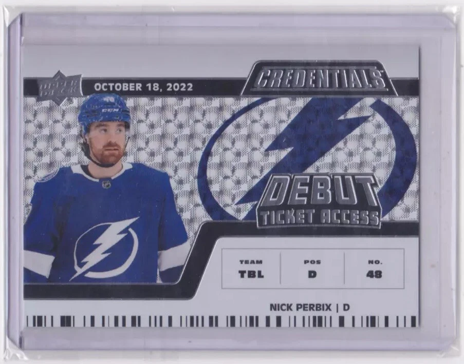 2022-23 UD CREDENTIALS HORIZONTAL DEBUT TICKET /999 NICK PERBIX #127 LIGHTNING - Image 1 of 2