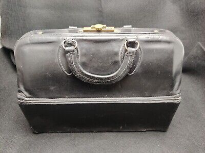 Vintage Emdee Schell Black Medical Doctors Bag Leather With Syringes • 155$