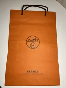 100% AUTHENTIC ORANGE HERMES PARIS H PAPER SHOPPING GIFT TOTE BAG 11x16.5x3.5 - Picture 1 of 4