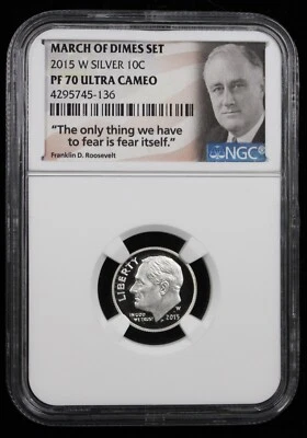 2015-W Silver Roosevelt Dime 10c NGC PF 70 Ultra Cameo (62180) - Image 1 of 4