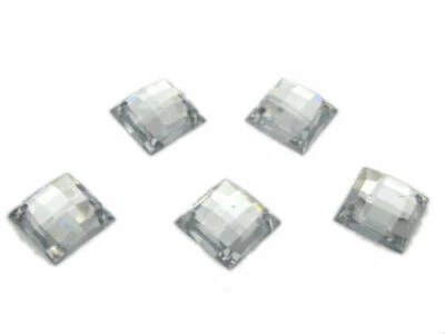 500 Clear Flatback Square Sewing Rhinestone Gems Button 14X14mm Sew on beads - Image 1 of 4