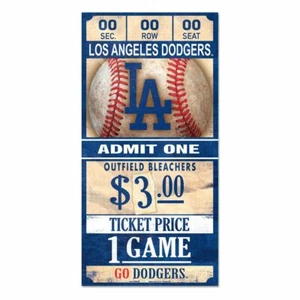 LOS ANGELES DODGERS GAME TICKET ADMIT ONE GO DODGERS WOOD SIGN 6"X12'' WINCRAFT - Picture 1 of 1