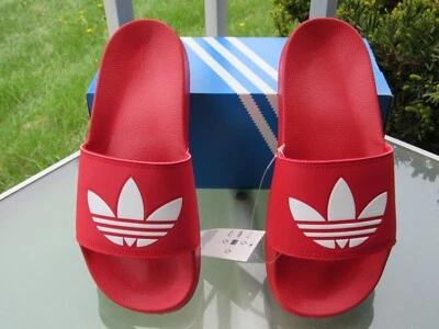 Sandalias Adidas CLOUDFOAM Adilette Lite para mujer talla 9 rojas con logotipo de trébol grande Foto 1 de 4