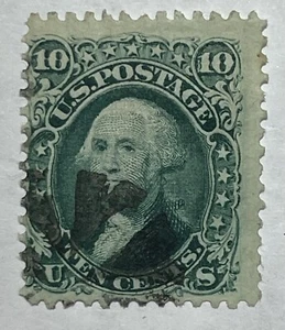 US #89 1868 10c green Wash. “E” grill 11x13mm Used/sound-$350 SCV - Picture 1 of 4