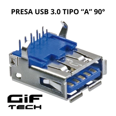 CONNETTORE PRESA USB TIPO A 90° FEMMINA SCHERMATA A SALDARE ANGOLO CS SCHEDA PCB - Immagine 1 di 2