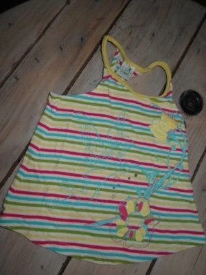 T-shirt sans manches rayé fuchsia vert imprimé Clochette DISNEY Taille 5 ans - Photo 1/4