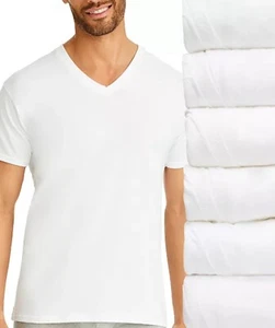 Hanes Men's 6-pack tagless v-neck undershirts New size Large - Picture 1 of 5
