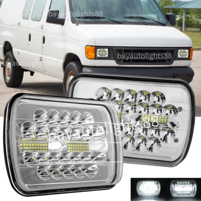 Brightest 2pc 7x6 Rectangle LED Headlight fit for Ford E-150 E-250 2003-2014 Van - Image 1 of 4