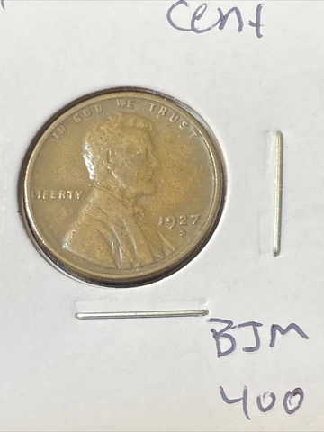 1927 S Lincoln Cent VF. BJM400 Cover