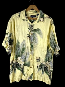 Hawaiian Shirt Size Large Mens Resort Beach Cruise Wear Yellow Tropical Vacation - Picture 1 of 6