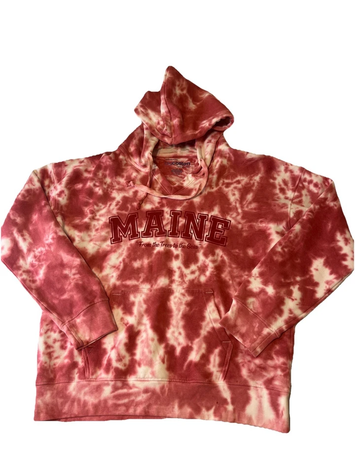 Женская толстовка с капюшоном State of Maine Tie Dye размер Small розовый/белый пуловер толстовка - Изображение 1 из 4