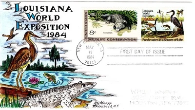 #2086 Louisiana World Expo Dorothy Knapp Hand Painted 1984 FDC Unlisted - Image 1 of 2