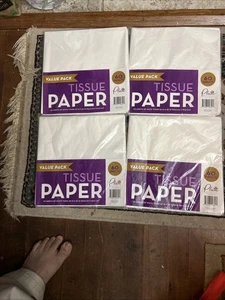 4 X 60-Sheets Plum Designs White Tissue Paper, 20” X 20” For Gifts Christmas NIP - Picture 1 of 7