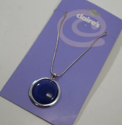 VTOP 18" Azul Declaración Colgante Cadena Plata Collar Claire's Jewelry Foto 1 de 4