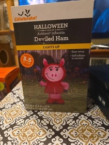 New 2025  Halloween Lights Up Deviled Ham 3.5 FEET Airblown Yard Inflatable - Picture 1 of 2