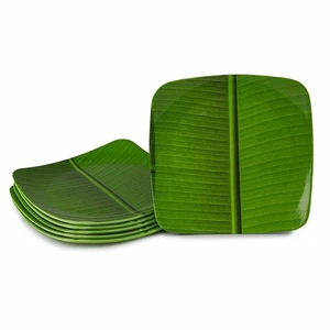 Banana Leaf Starters Serving Melamine Plate for All Occasions Pack of 6 US - Picture 1 of 17