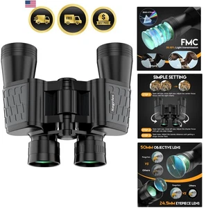 Binoculars for Adults 10x50 Waterproof HD Compact Bird Watching Hunting Travel - Picture 1 of 11