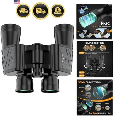 Binoculars for Adults 10x50 Waterproof HD Compact Bird Watching Hunting Travel - Image 1 of 4