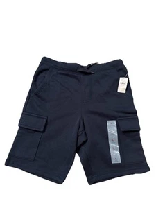 Old Navy Boys L (10-12) Cargo Fleece Jogger Shorts NAVY BLUE Pockets - Picture 1 of 3