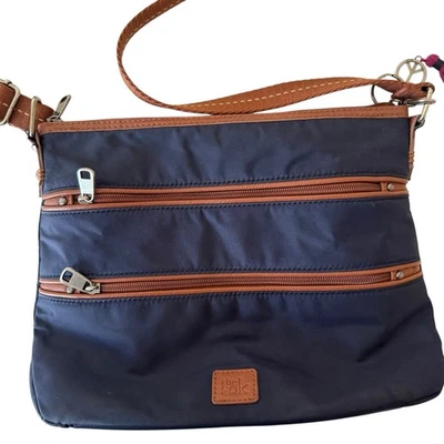 Bolso Bandolera The Sak Esperato Nylon Triple Cremallera Azul Marrón Peta Vegano Foto 1 de 4