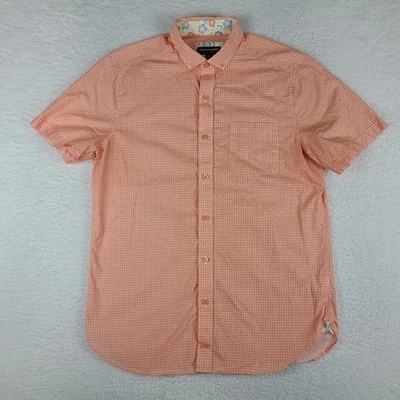 Johnston Murphy Shirt Mens Medium Orange Casual Preppy Button Up Short Sleeve - Image 1 of 4