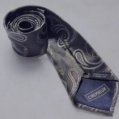 Corbata Daniel Cremieux 100 % seda para hombre gris cachemira/azul hecha en EE. UU. Foto 1 de 4