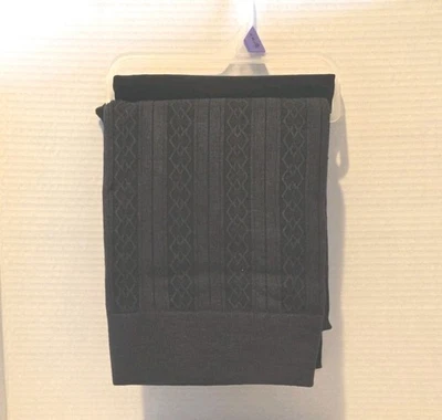 2 PACK! Time & Tru Fleece-Lined  Leggings Dk Gray Cable & Solid Black, sz 20/XXL - Image 1 of 2